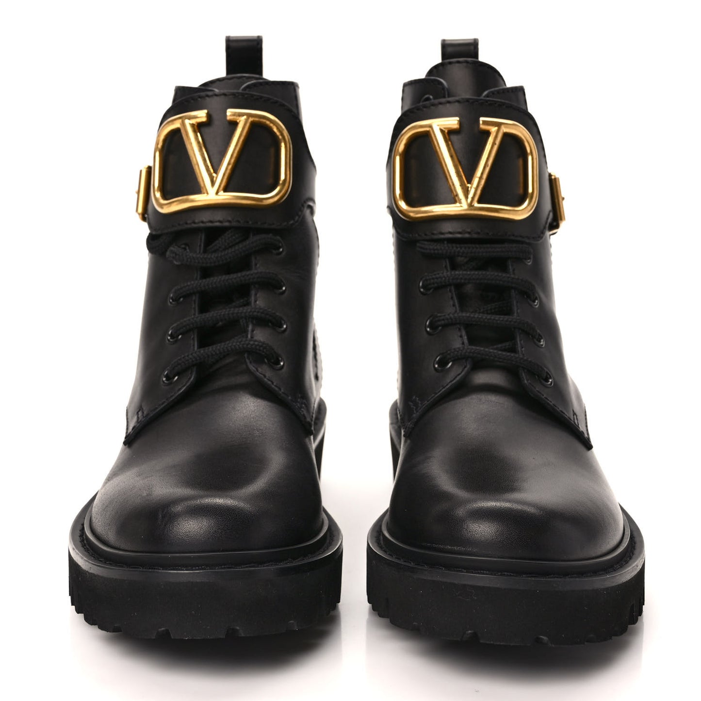 Calfskin Womens VLOGO 35mm Combat Boots 37 Black