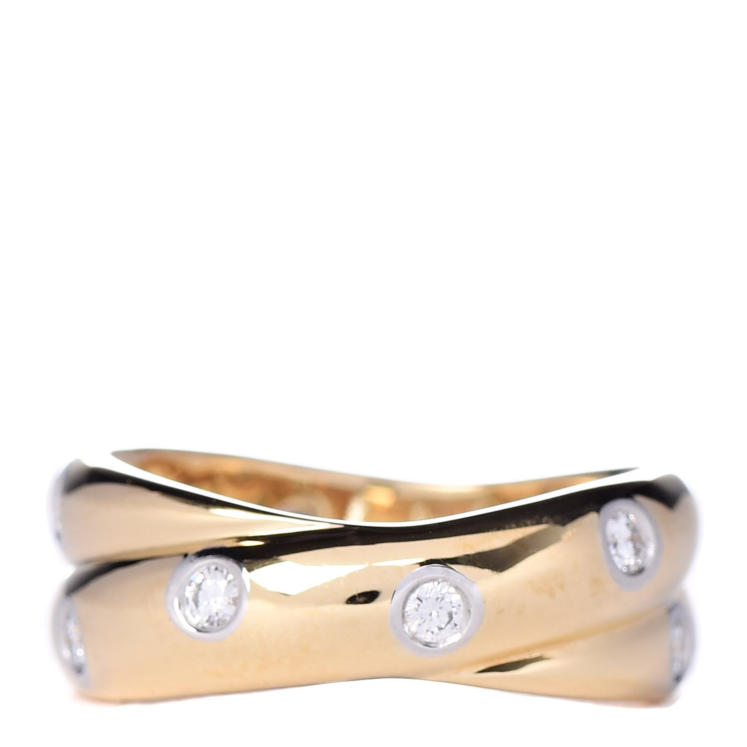 Tiffany 18K Yellow Gold Platinum Diamond Etoile Twist Band Ring 49 5 1 of 5
