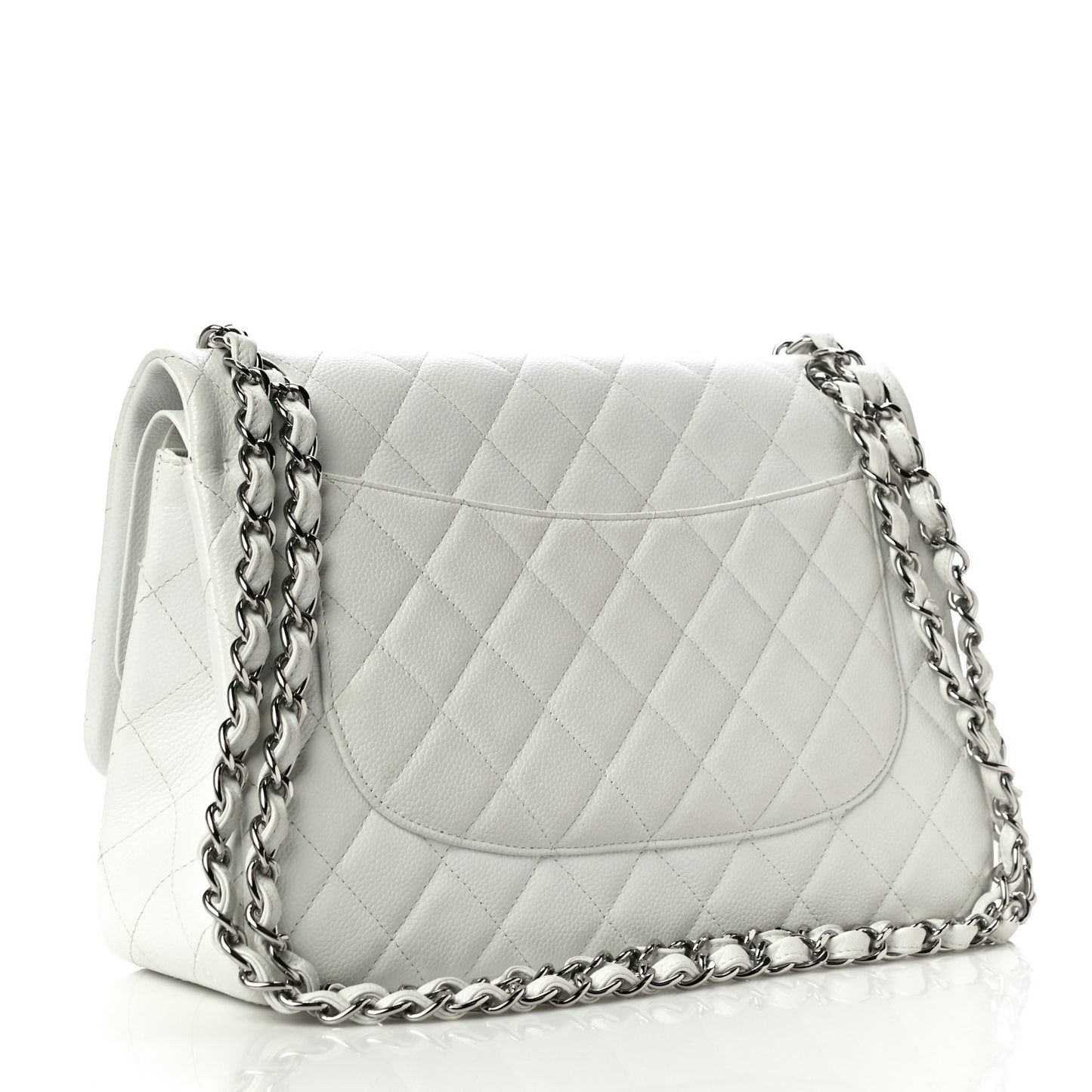 Caviar Quilted Jumbo Double Flap White