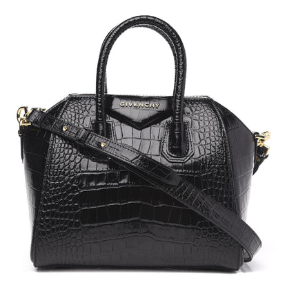 Givenchy Calfskin Crocodile Embossed Mini Antigona Black 1 of 9