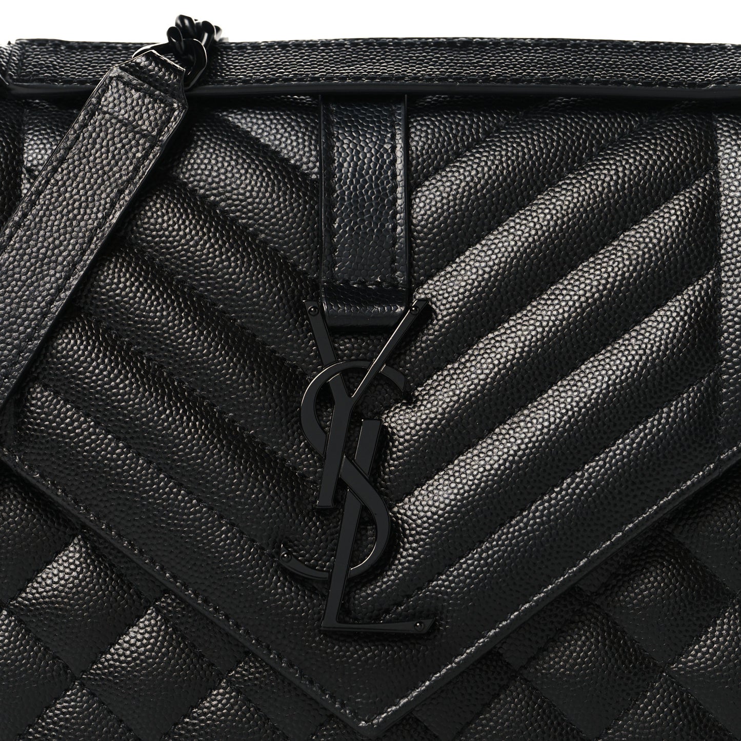 Grain De Poudre Textured Mixed Matelasse Triquilt Medium Monogram Monochrome Satchel Black