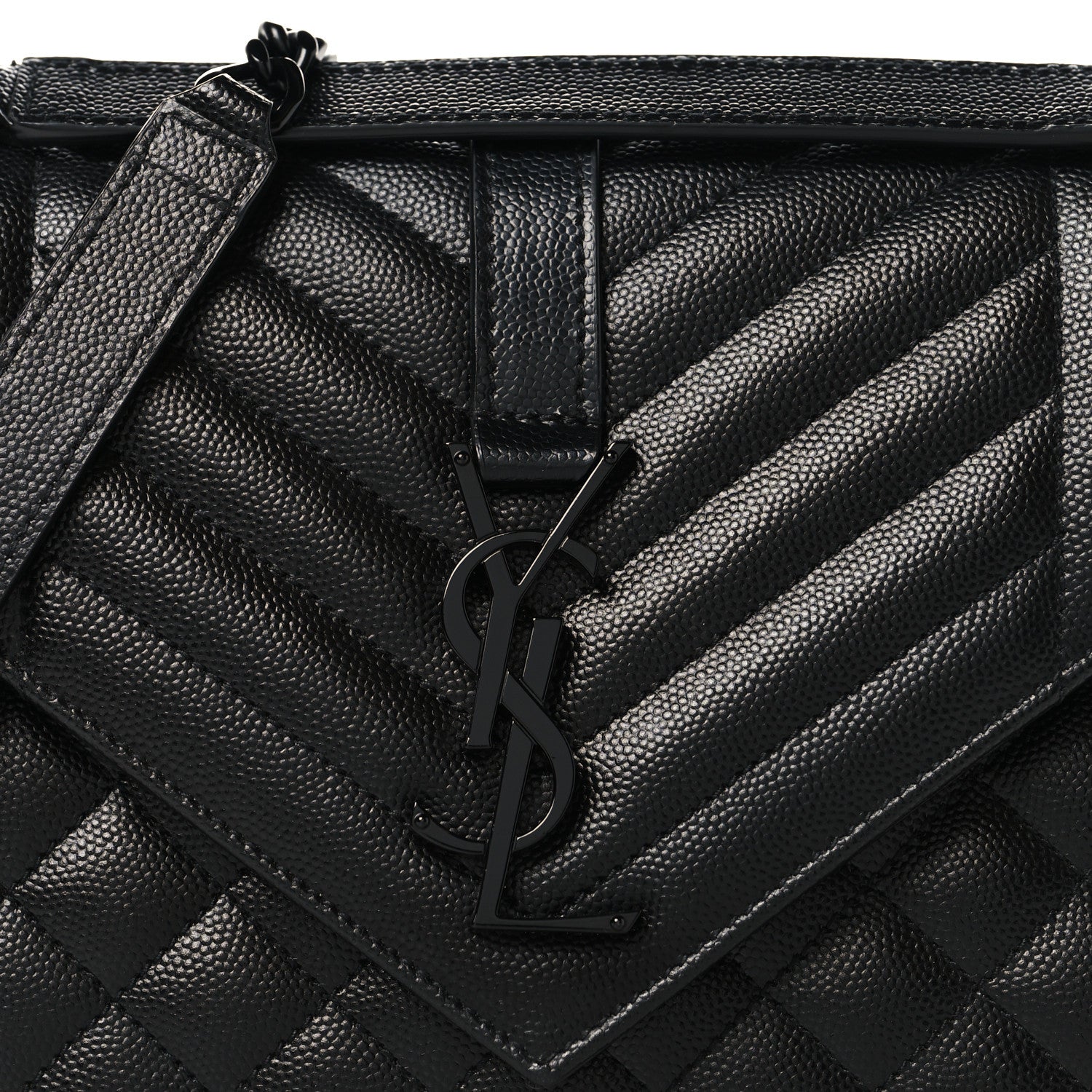 Saint Laurent Grain De Poudre Textured Mixed Matelasse Triquilt Medium Monogram Monochrome Satchel Black 7 of 9