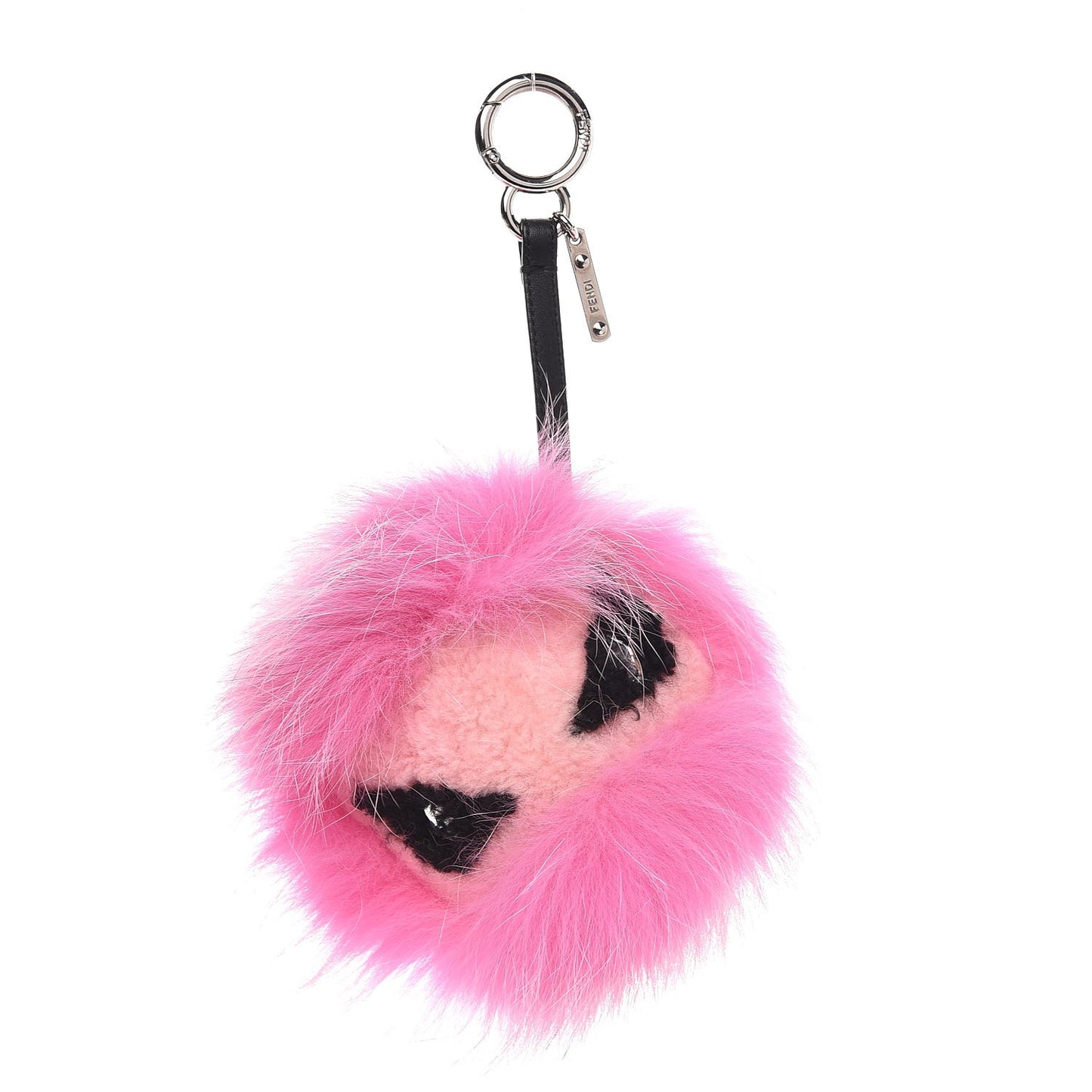 Fox Fur Shearling Crystal Tria Monster Bag Bug Charm Bubblegum