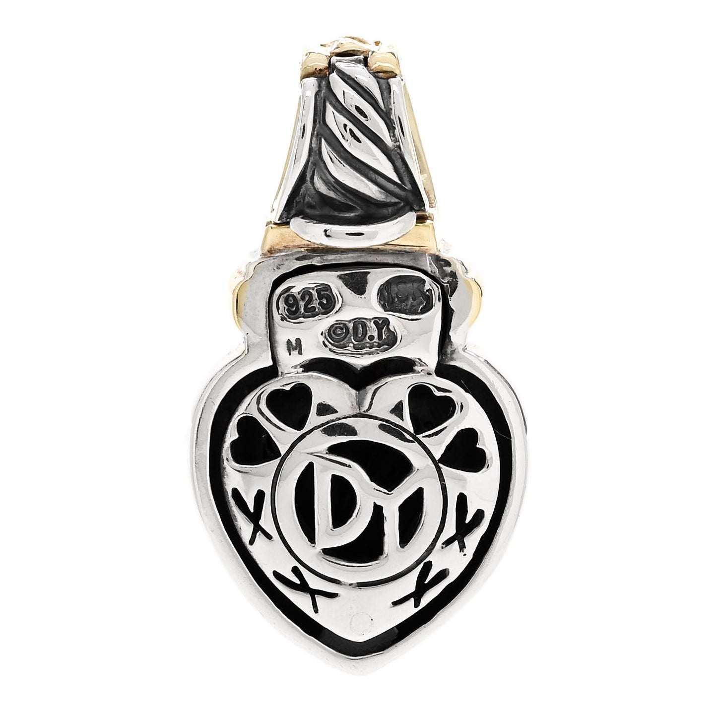 Sterling Silver 18K Yellow Gold Cable Heart Enhancer Pendant