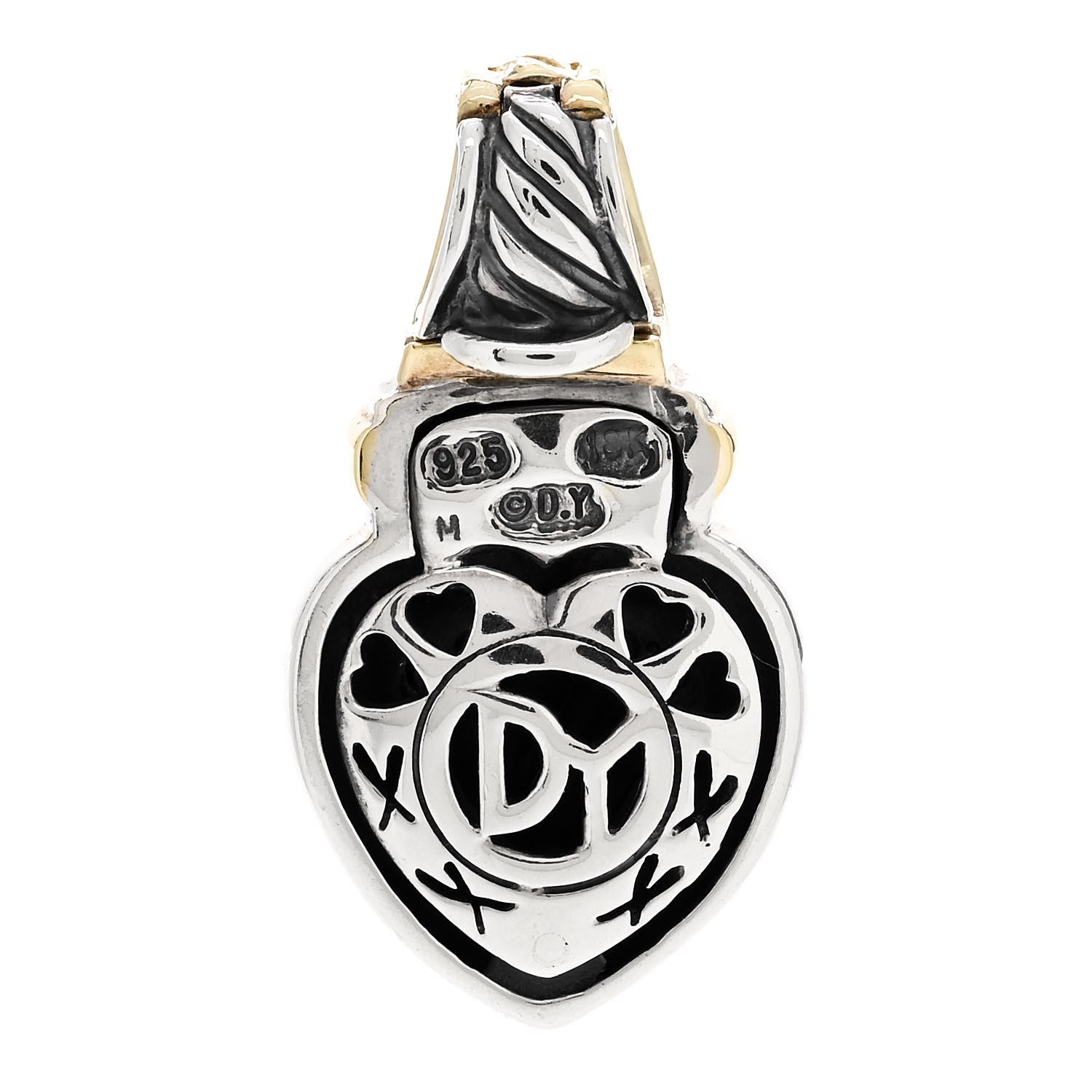 David Yurman Sterling Silver 18K Yellow Gold Cable Heart Enhancer Pendant 3 of 6