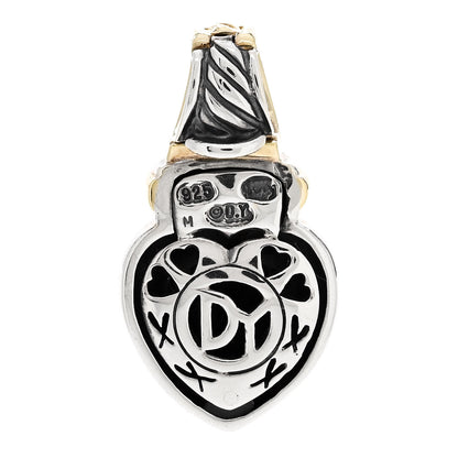 David Yurman Sterling Silver 18K Yellow Gold Cable Heart Enhancer Pendant 3 of 6