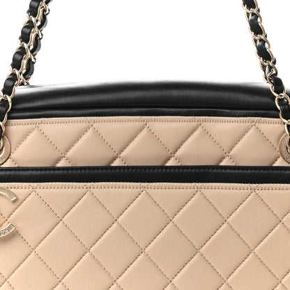 Chanel Lambskin Quilted Graphic Camera Case Beige Black 7 of 10