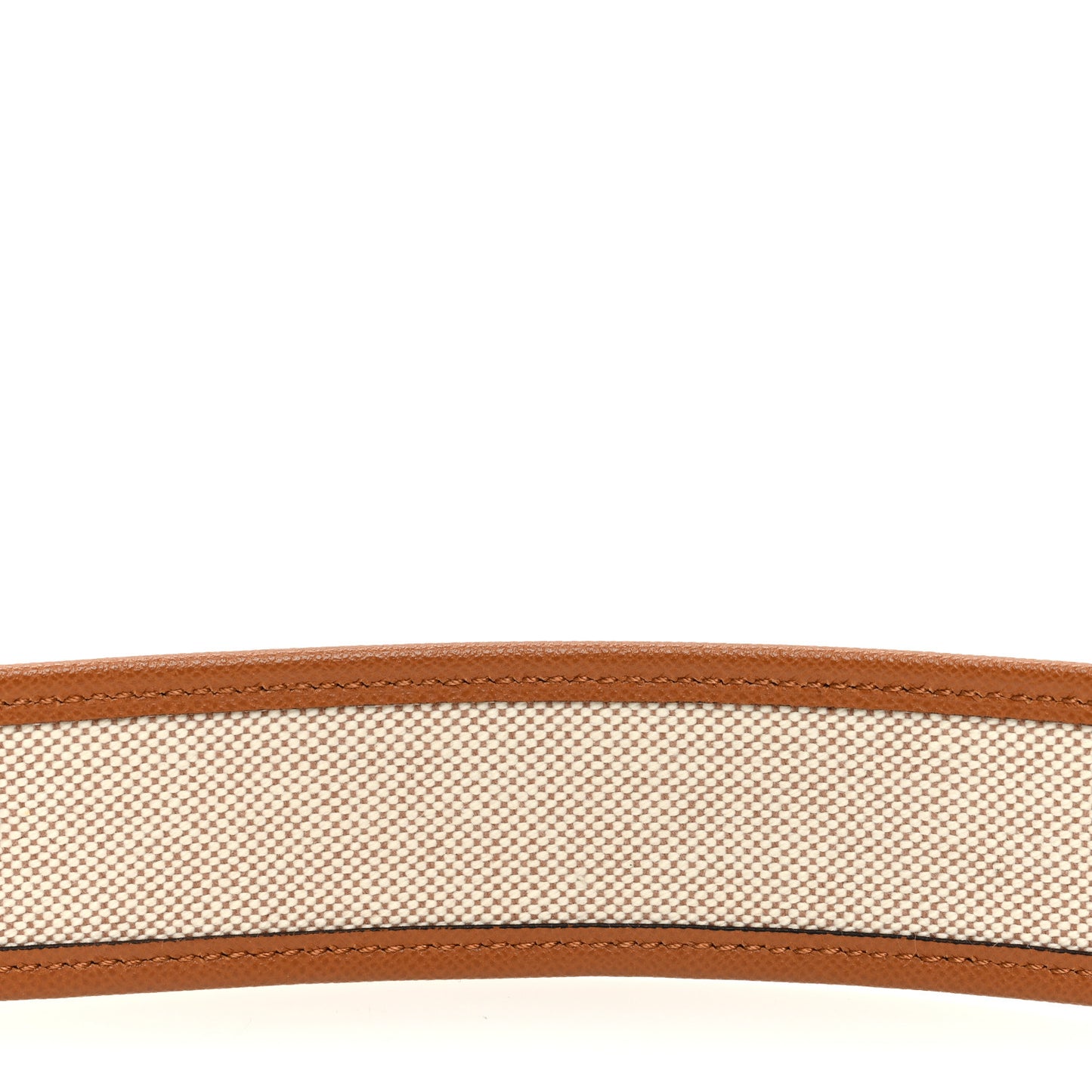 Madame Calfskin H Plume Canvas 24mm Chaine D'Ancre Reversible Belt Gold Ecru