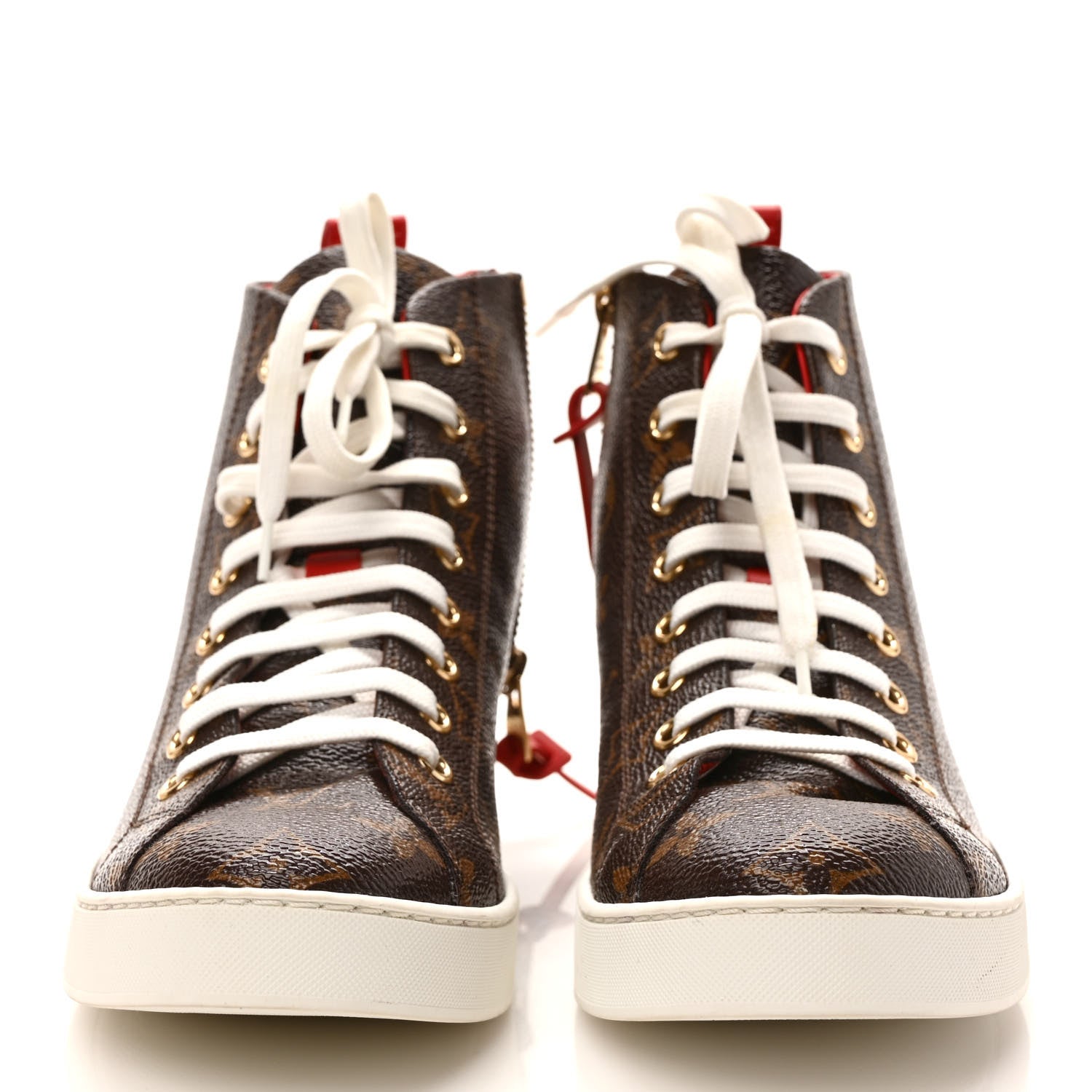 Louis Vuitton Calfskin Patent Monogram Stellar Sneaker Boots 35 Rouge 2 of 8