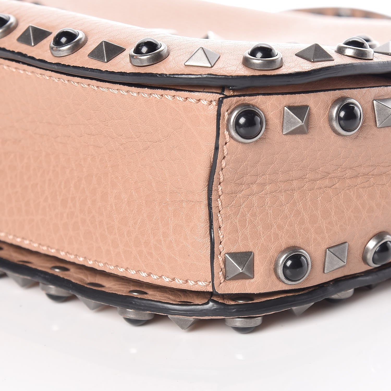 Valentino Garavani Pebbled Calfskin Medium Rockstud Rolling Flap Saddle Bag Soft Noisette 9 of 9