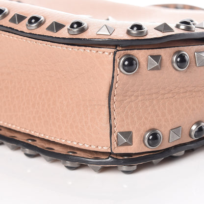 Valentino Garavani Pebbled Calfskin Medium Rockstud Rolling Flap Saddle Bag Soft Noisette 9 of 9