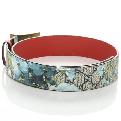 Gucci GG Plus Monogram Blooms Plaque Belt 80 32 Blue 3 of 6