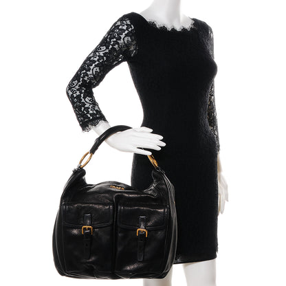 Prada Cervo Shine Hobo Nero Black 2 of 9
