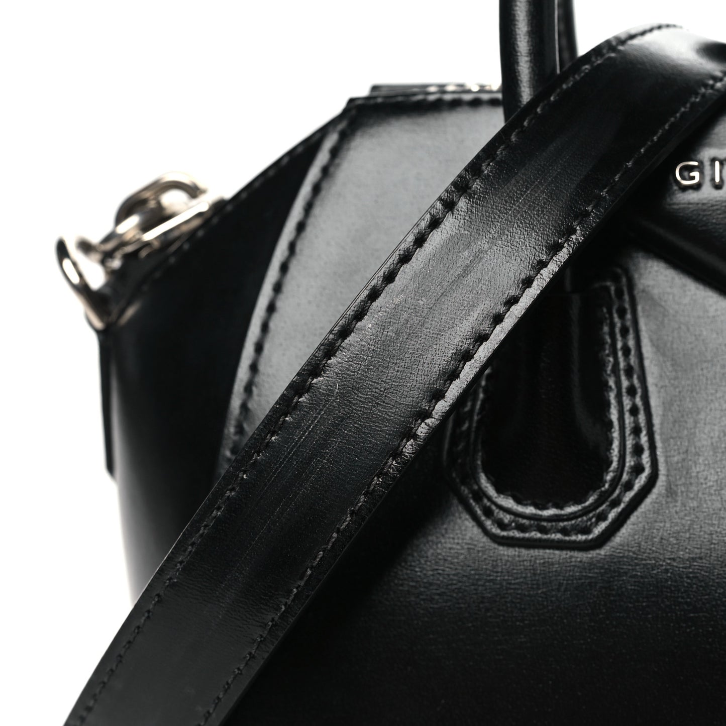 Shiny Lord Calfskin Mini Antigona Black