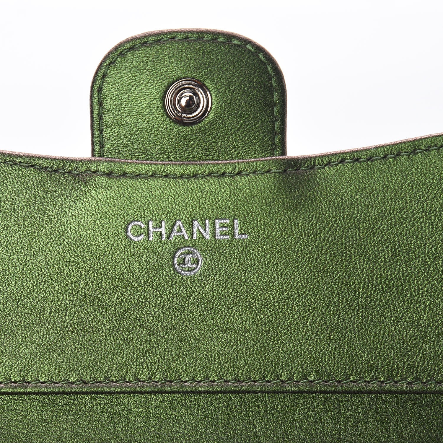 Chanel Iridescent Lambskin Quilted Small Compact Wallet Green 6 of 11