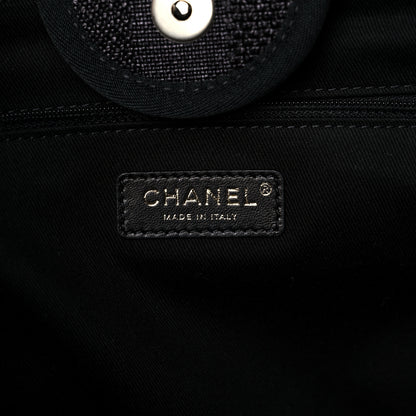 Chanel Mixed Fibers Calfskin Striped Medium Deauville Tote Black 12 of 18