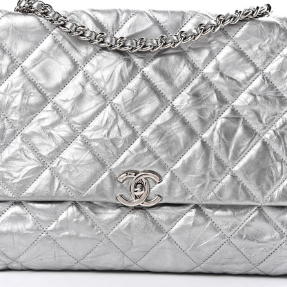 Chanel Metallic Crumpled Calfskin Big Bang Large Flap Bag Silver 7 of 10