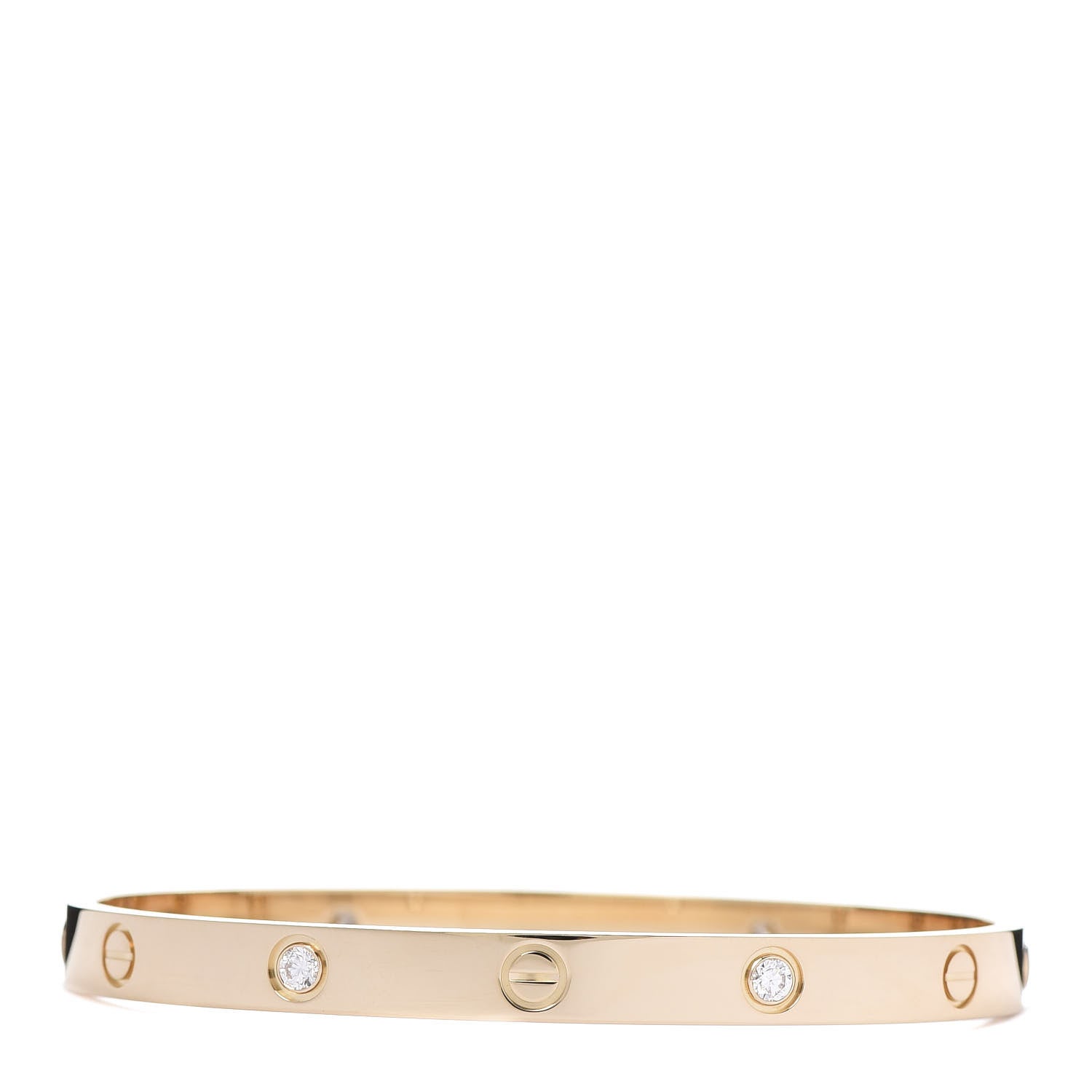 Cartier 18K Yellow Gold 4 Diamond LOVE Bracelet 19 3 of 8