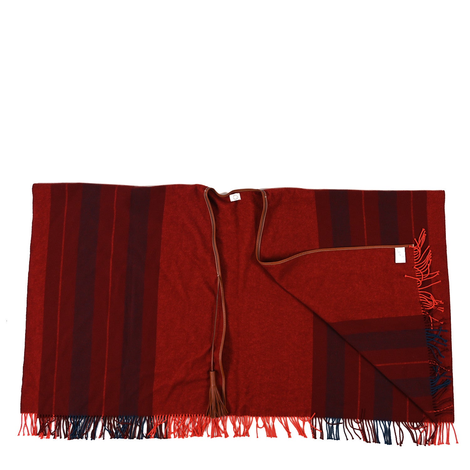 Hermes Merino Wool Cashmere Rocabar Poncho Rouge H 2 of 3