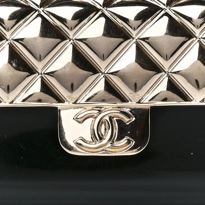 Chanel Metal Resin Lambskin Quilted Minaudiere Keychain Golden Black 7 of 10