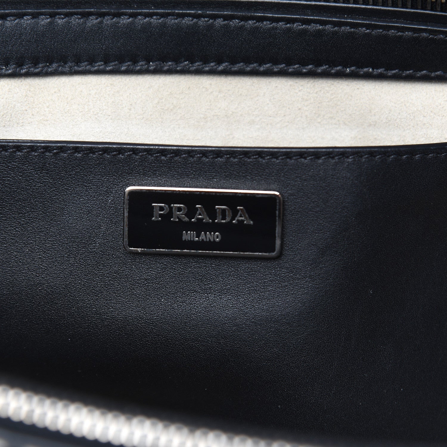 Prada City Calf Hand Stitched Medium Galleria Double Zip Tote Black 6 of 19