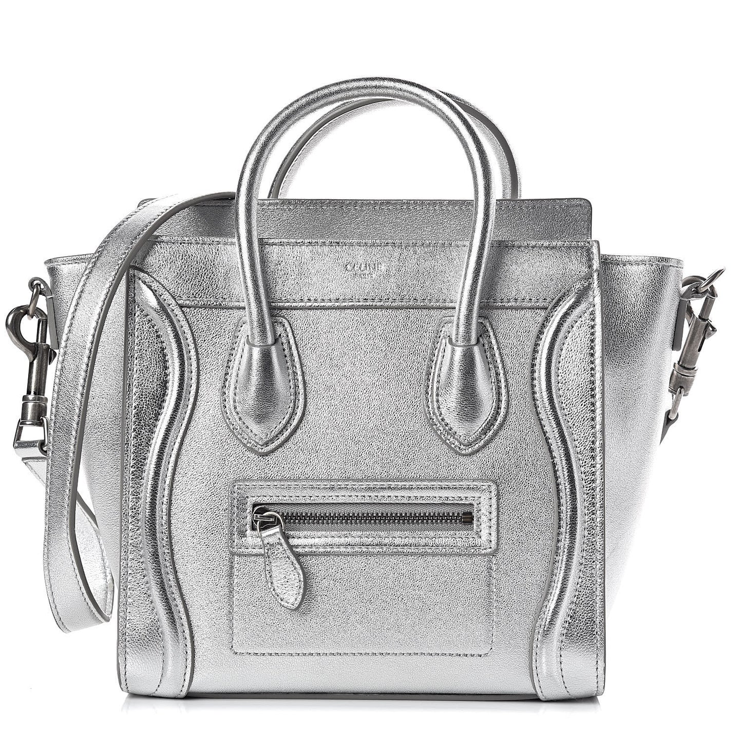 Laminated Lambskin Nano Luggage Silver