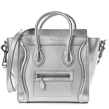 Celine Laminated Lambskin Nano Luggage Silver 1 of 11