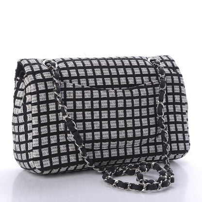 Chanel Ribbon Tweed Medium Double Flap Black White 3 of 8