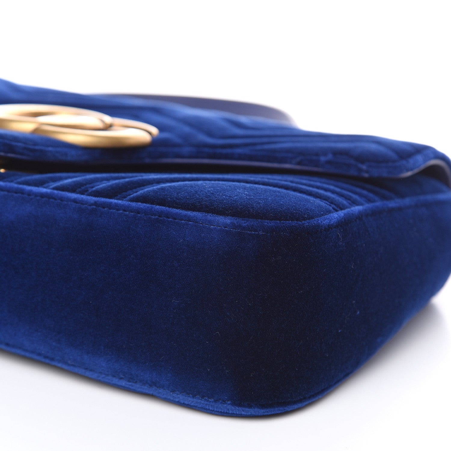 Gucci Velvet Matelasse Medium GG Marmont Shoulder Bag Cobalt Blue 9 of 10