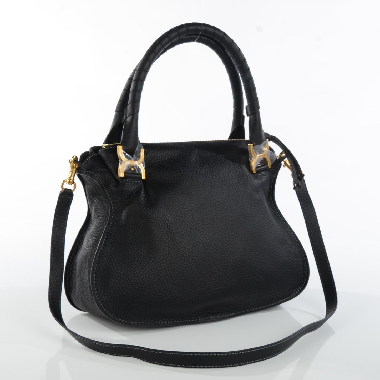 Calfskin Medium Marcie Satchel Black
