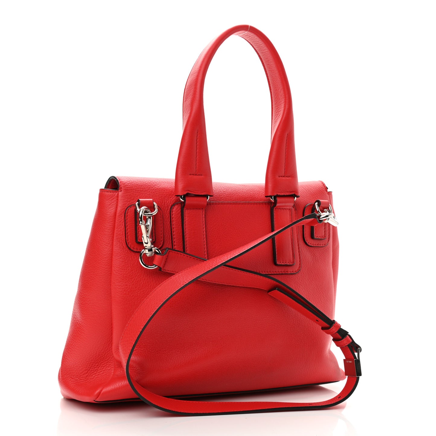 Waxy Grained Calfskin Mini Pandora Pure Flap Bag Medium Red