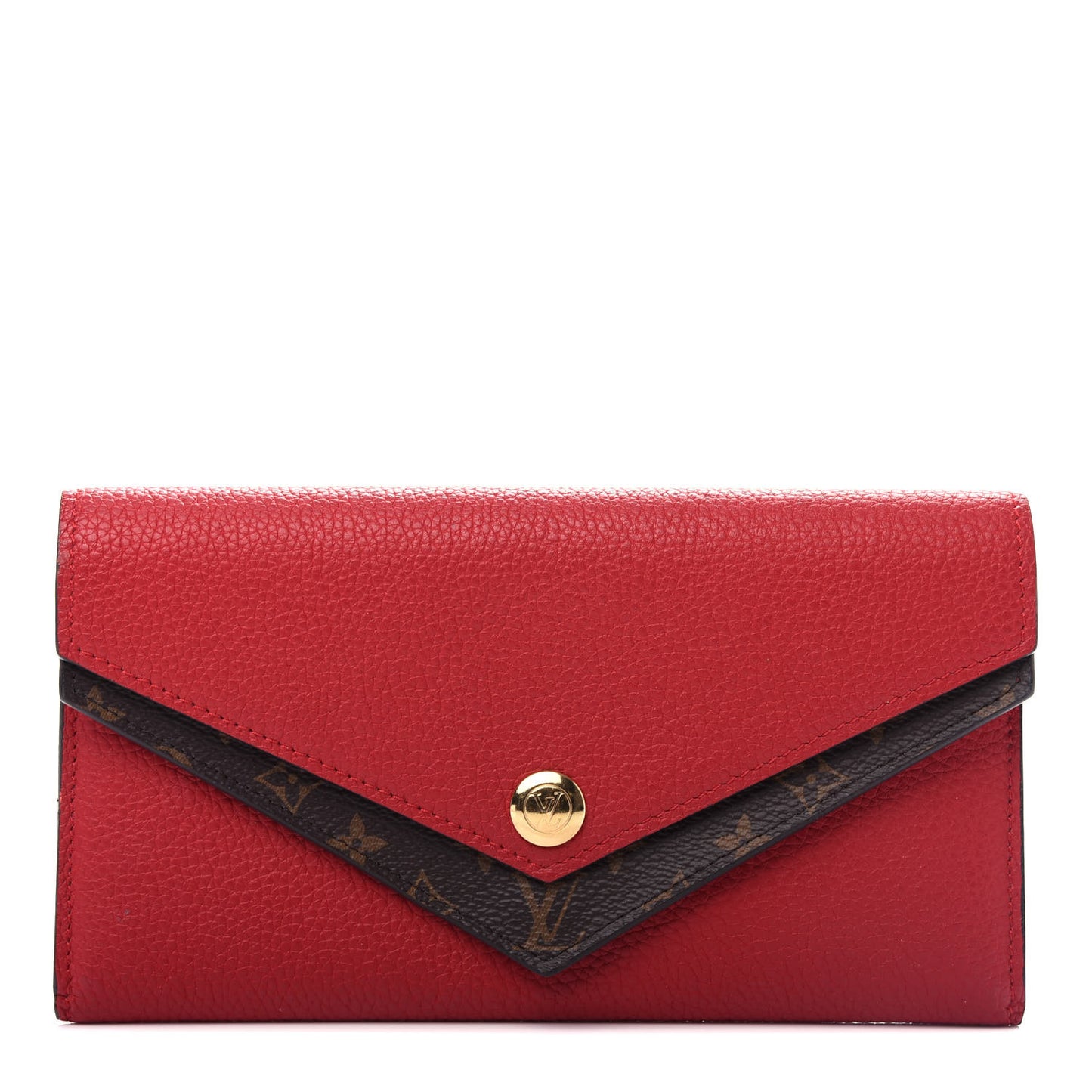 Calfskin Double V Wallet Rubis