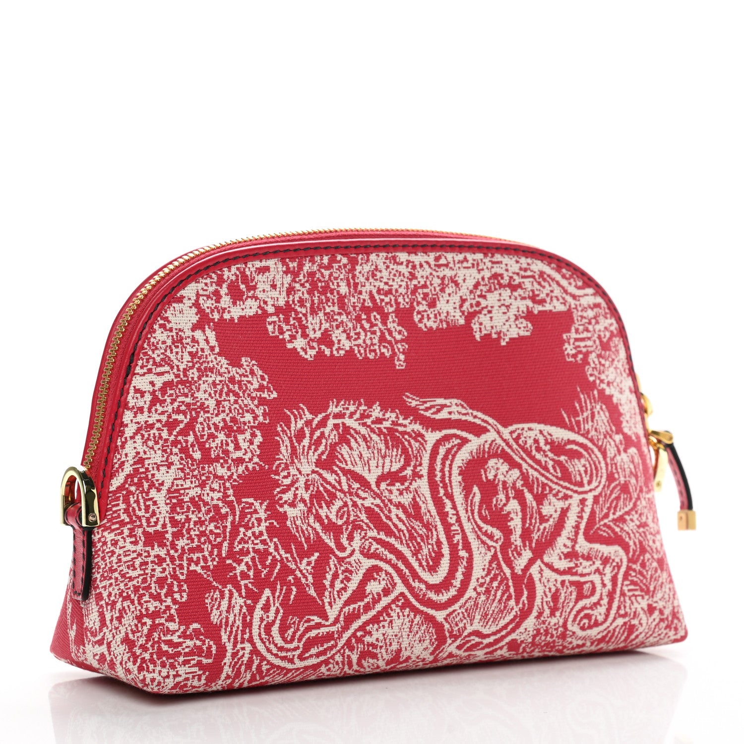 Christian Dior Embroidered Toile De Jouy 30 Montaigne Cosmetic Pouch Red 3 of 7