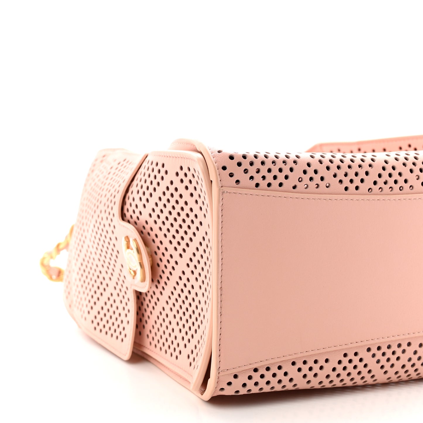 Perforated Calfskin Small Chanel 25 Handbag Light Pink