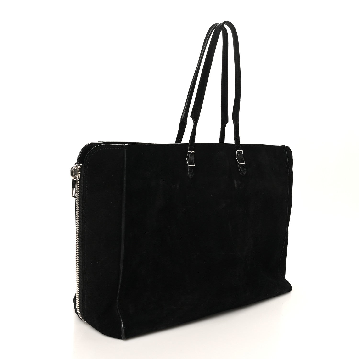 Balenciaga Daim Suede Plate Hardware Papier A6 Zip Around Tote Black 2 of 11
