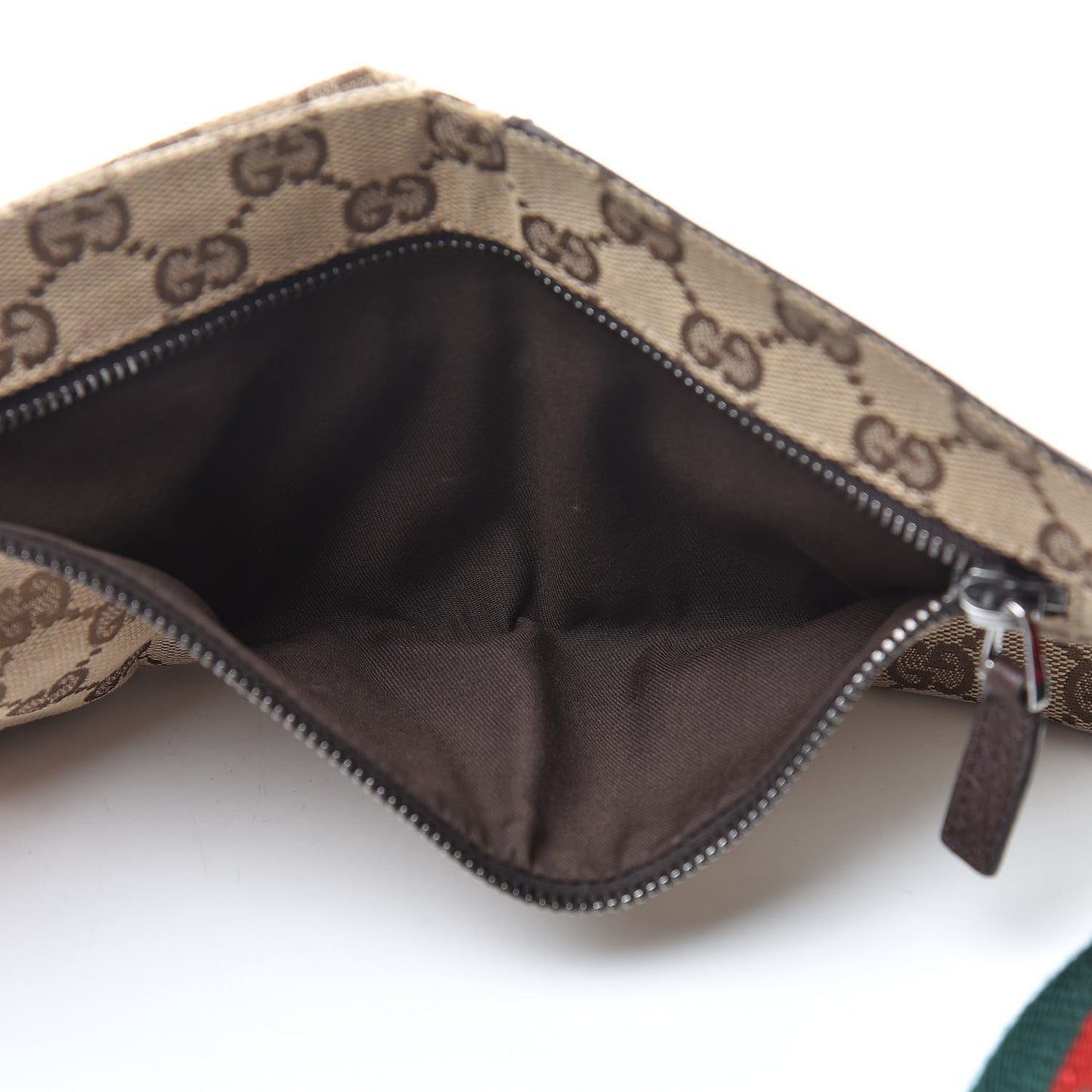 GG Monogram Web Double Pocket Belt Bag Dark Brown
