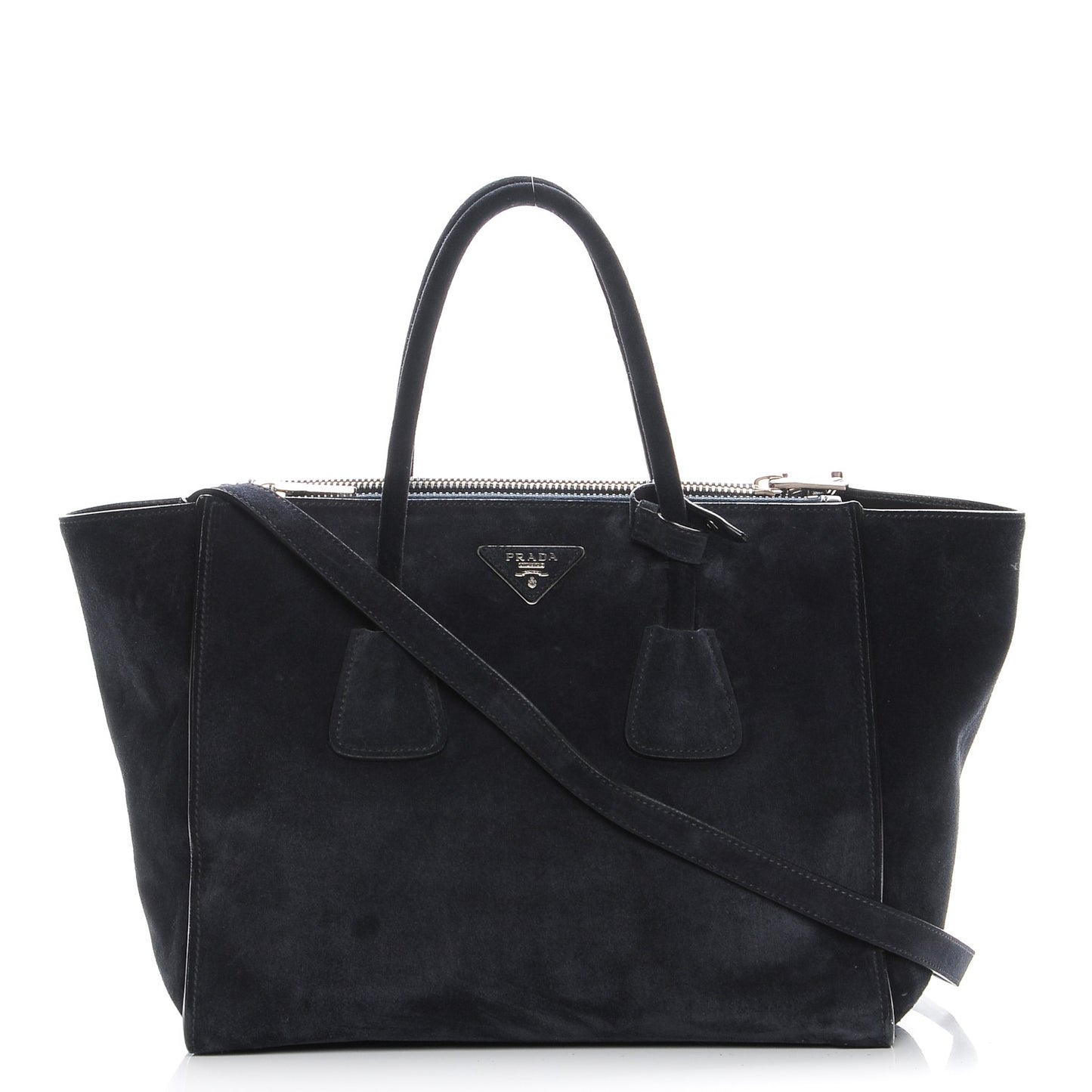 Suede Scamosciato Twin Pocket Tote Blue