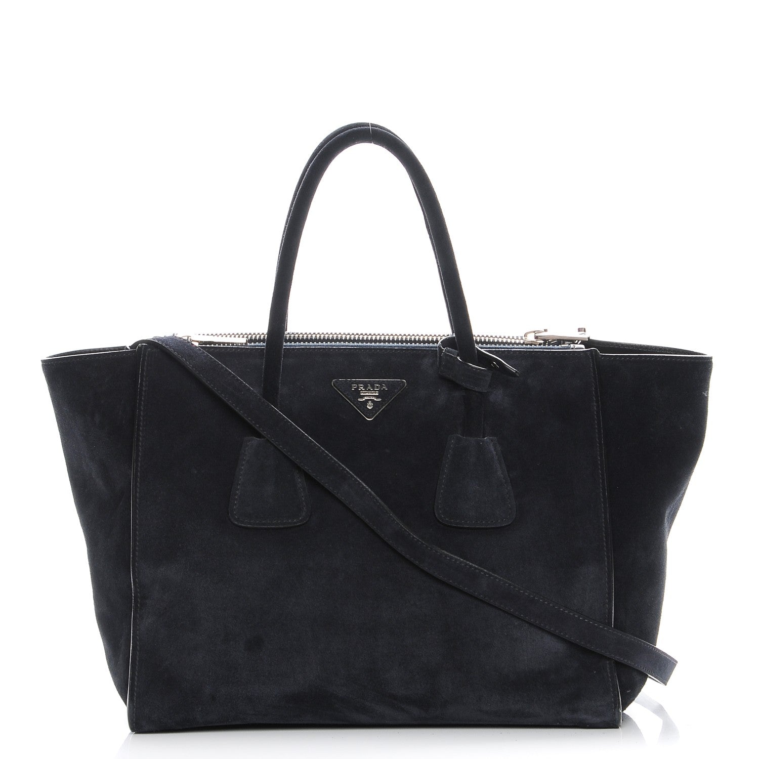 Prada Suede Scamosciato Twin Pocket Tote Blue 1 of 8