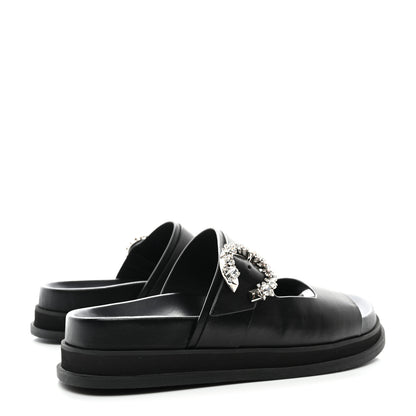 Jimmy Choo Calfskin Crystal Embellished Marga Slide Sandals 37 Black 4 of 8