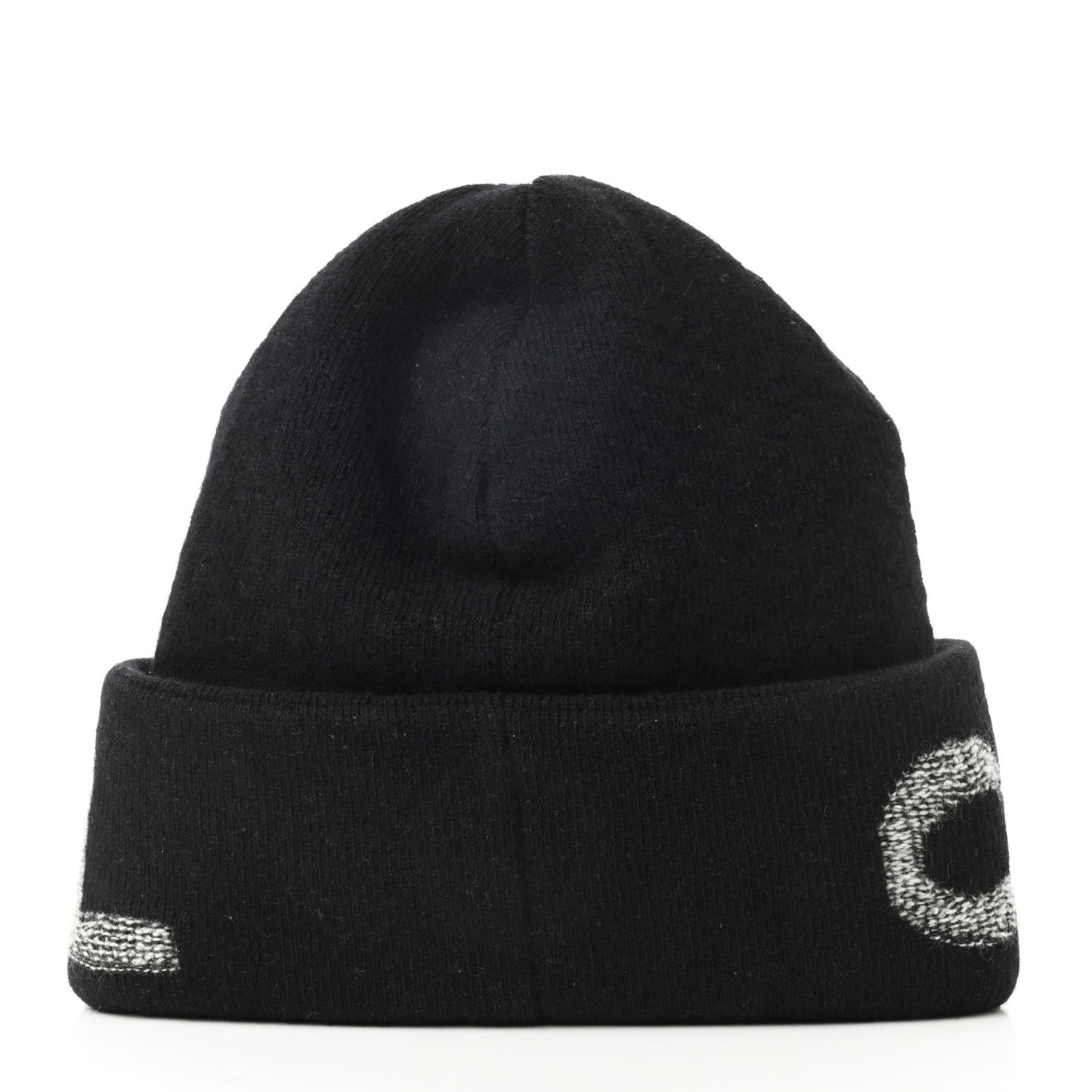 Wool Cashmere Logo Beanie Hat Black Light Grey