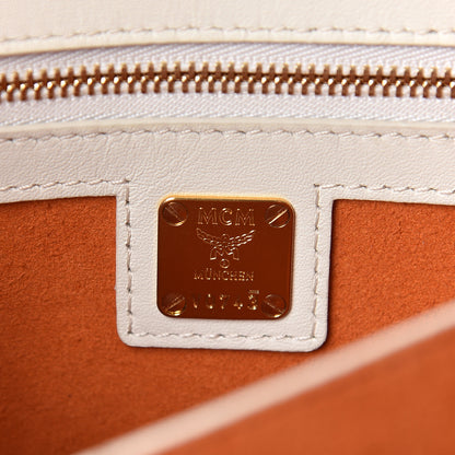 MCM Visetos Calfskin Small Patricia Crossbody Bag Cognac White 6 of 14