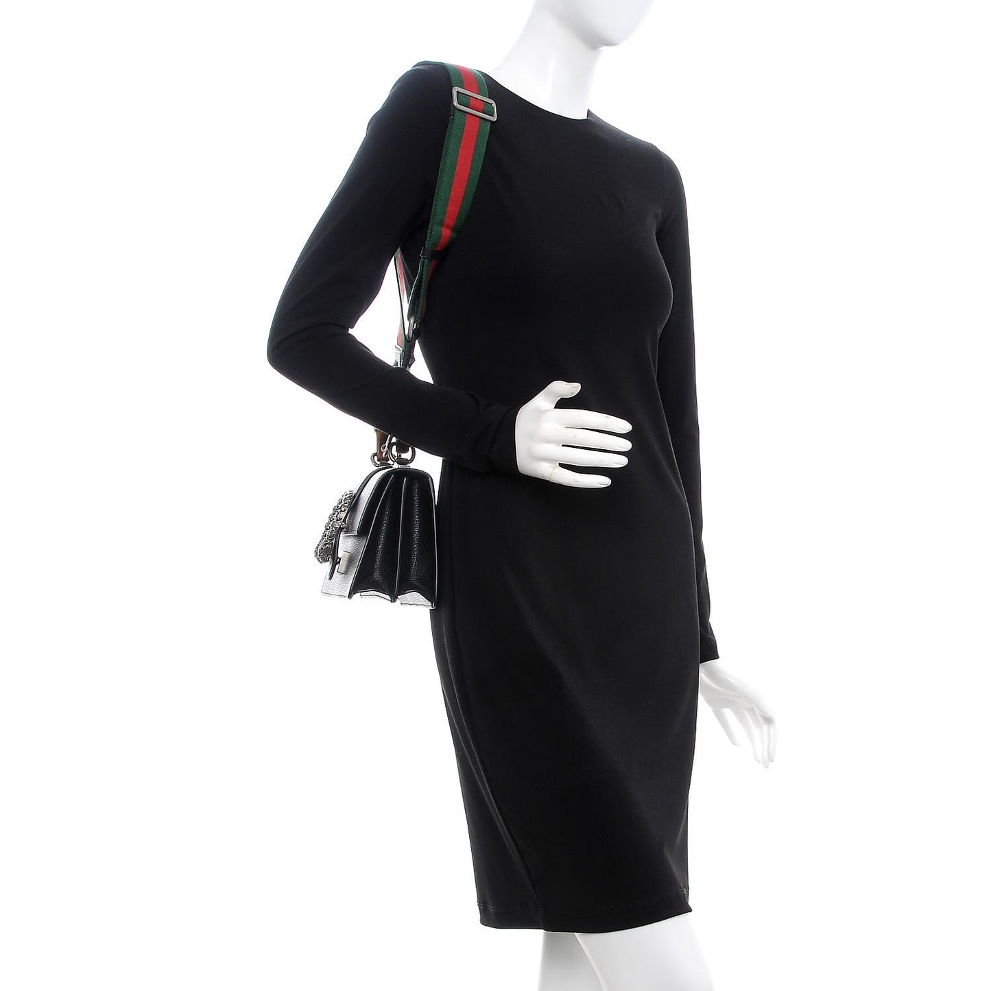 Dollar Calfskin Crystal Web Mini Dionysus Bamboo Top Handle Bag Black Black Diamond