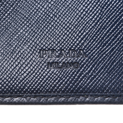 Prada Saffiano Metal Bi-Color Money Clip Bi-Fold Wallet Black Grafite 6 of 13