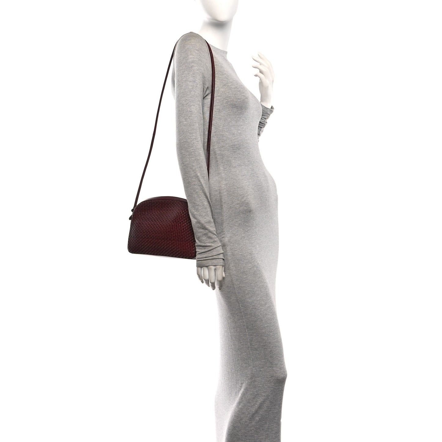 Calfskin Woven Single Mignon Shoulder Bag Terracotta