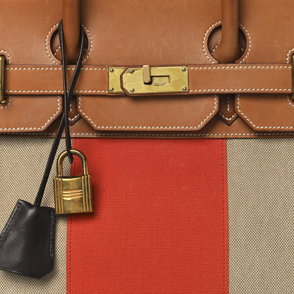 Hermes Toile Natural Barenia Flag HAC Birkin 40 Fauve Paprika 7 of 16