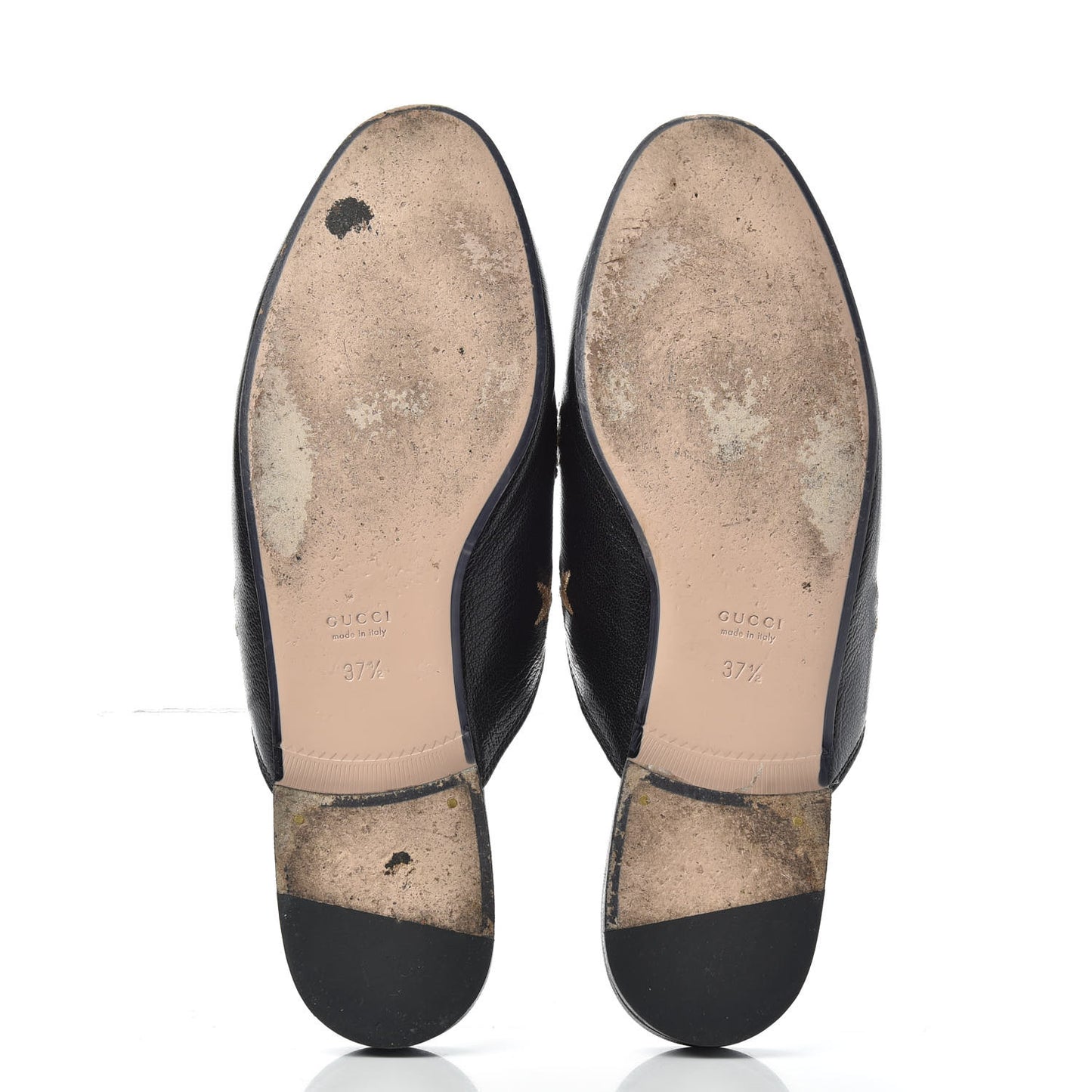 Goatskin Bee Star Embroidered Womens Princetown Slippers 37.5 Black