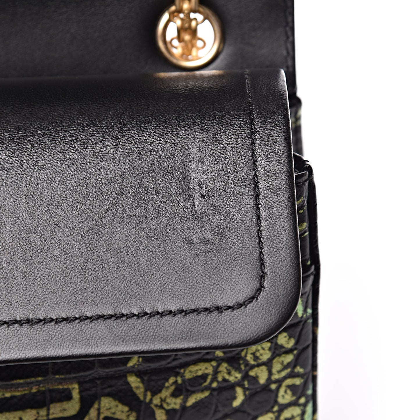 Calfskin Crocodile Embossed Graffiti 2.55 Cocodile Reissue 225 Flap Black Pink