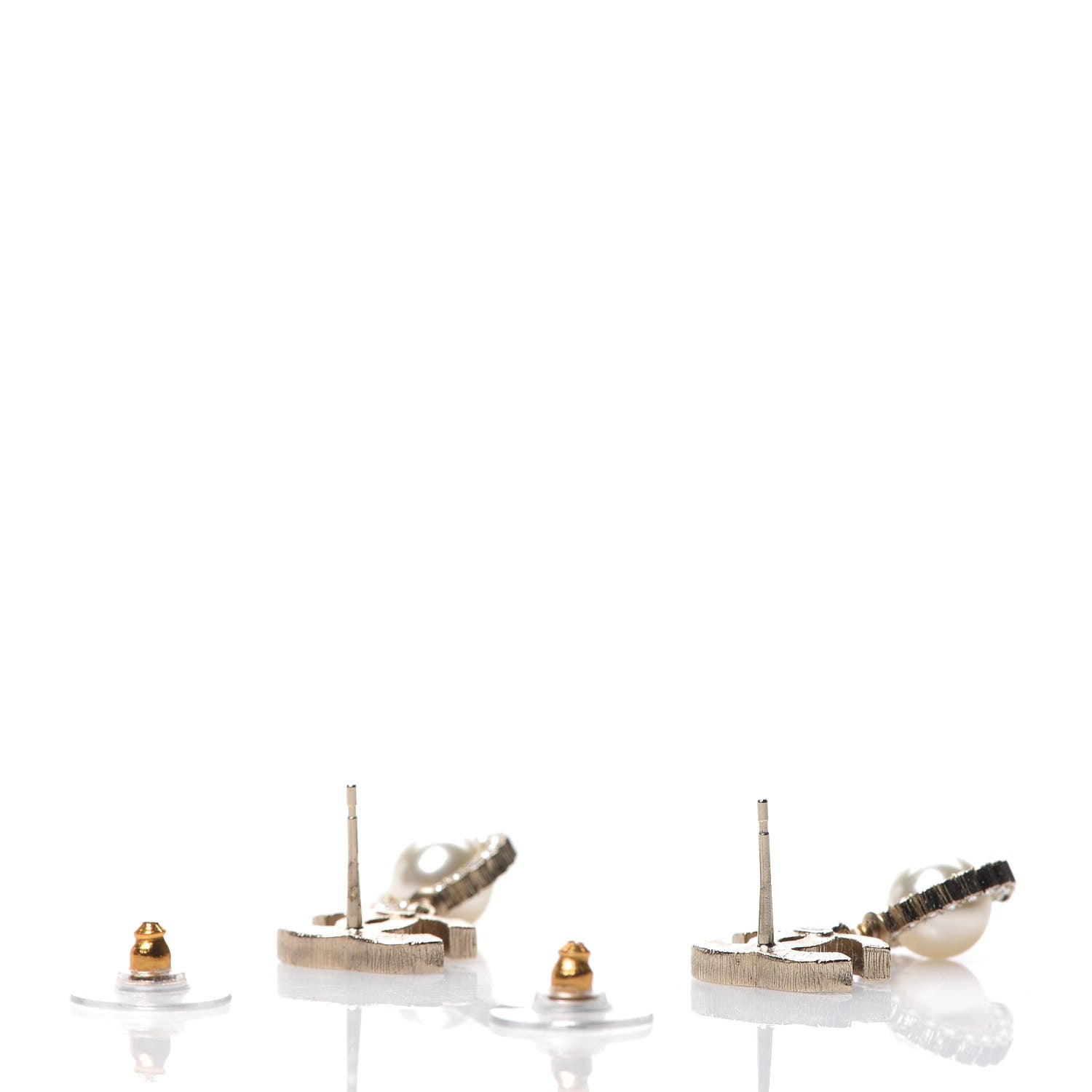 Chanel Crystal Pearl CC Drop Earrings Gold 3 of 5