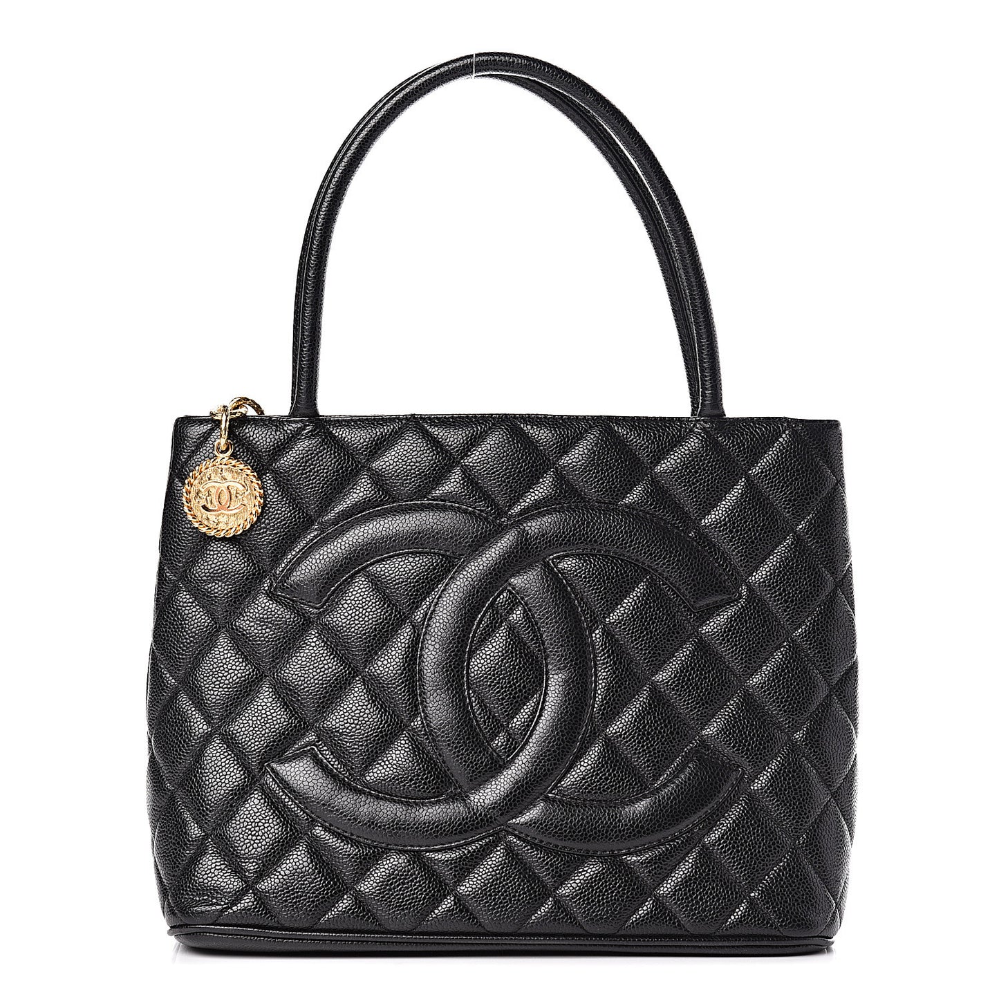 Caviar Quilted Medallion Tote Black