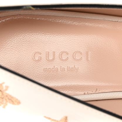 Gucci Quentin Goatskin Bee Star Embroidered GG Marmont Fringe 50mm Loafer Pumps 37 Mystic White 7 of 11